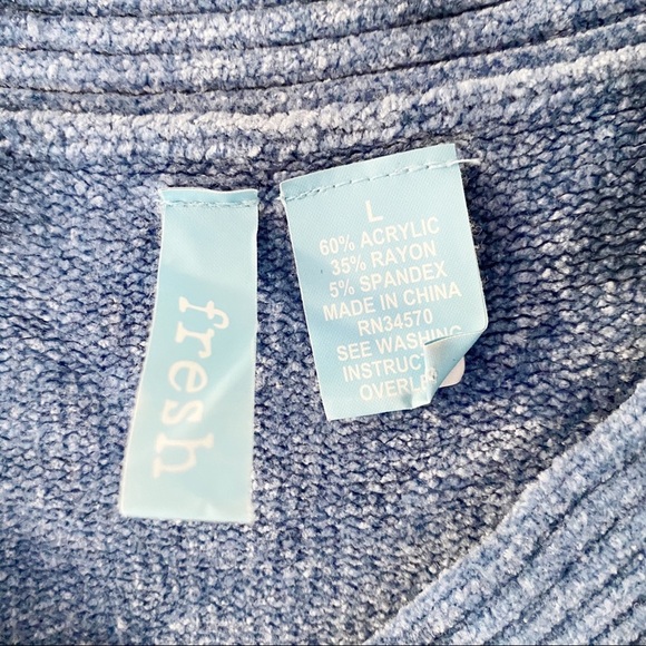 Set 2 Fresh Womens Juniors V-Neck Sweater Large Pink Blue Stretch Knit Tops L - Picture 11 of 16